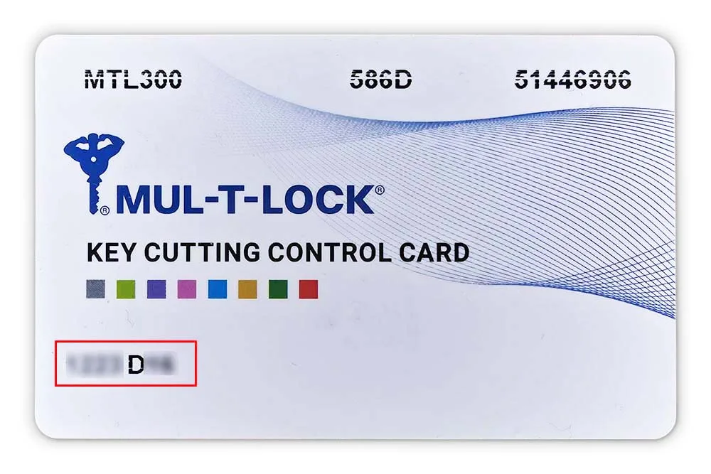 Mul-T-Lock key cutting control card